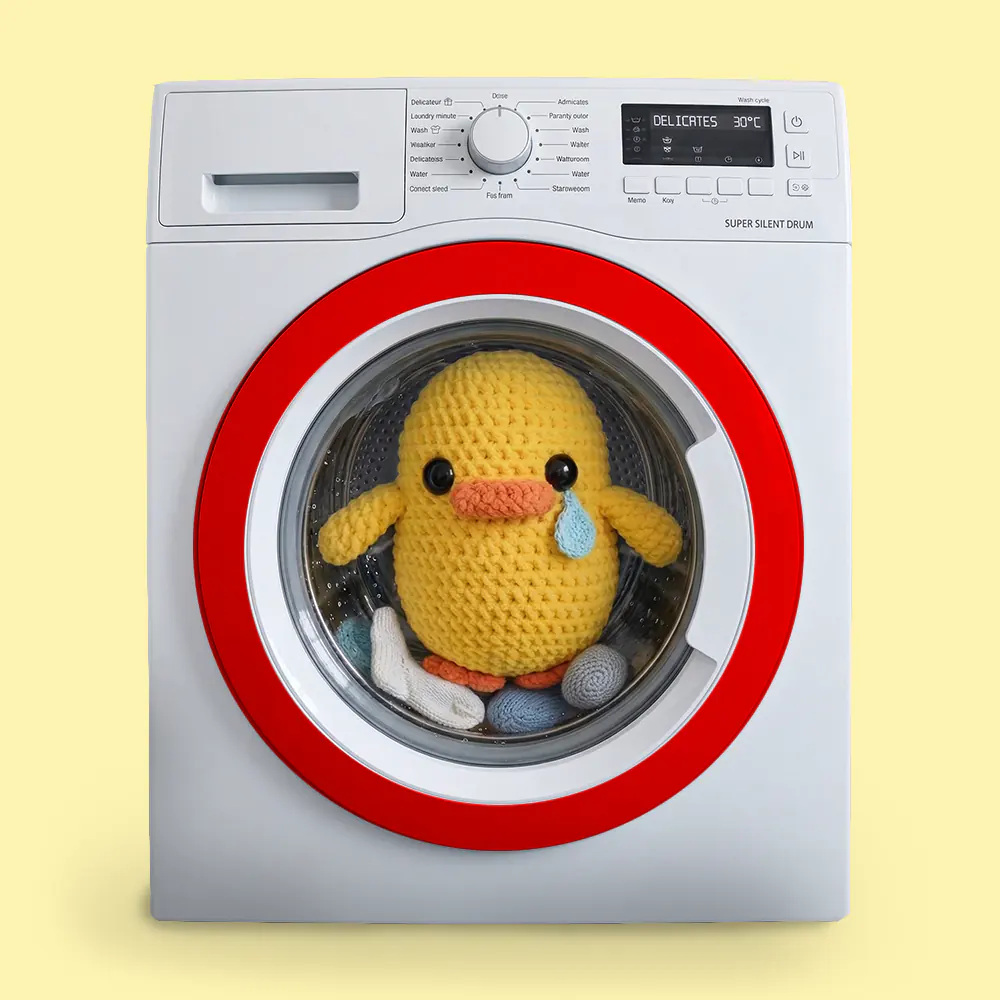 Duck in washing machine warning